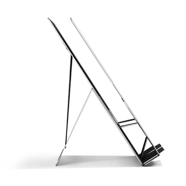 side profile of the Standivarius Etra laptop stand showing its thinness