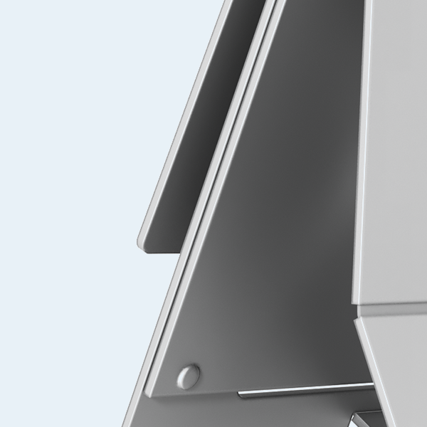 close up of the Standivarius X-stand monitor stand showing the thinness