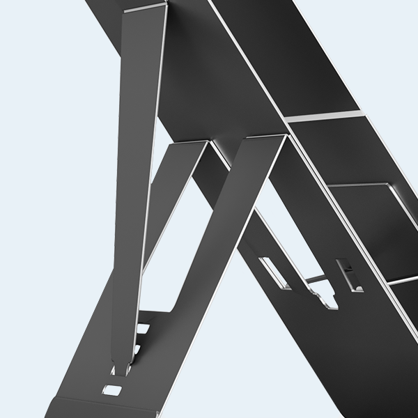 a close up of the Standivarius Etra laptop stand's height adjustments