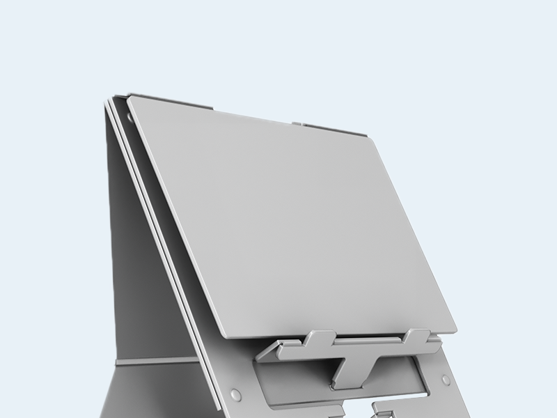 close-up of the monitor holder of the Standivarius X-stand monitor stand