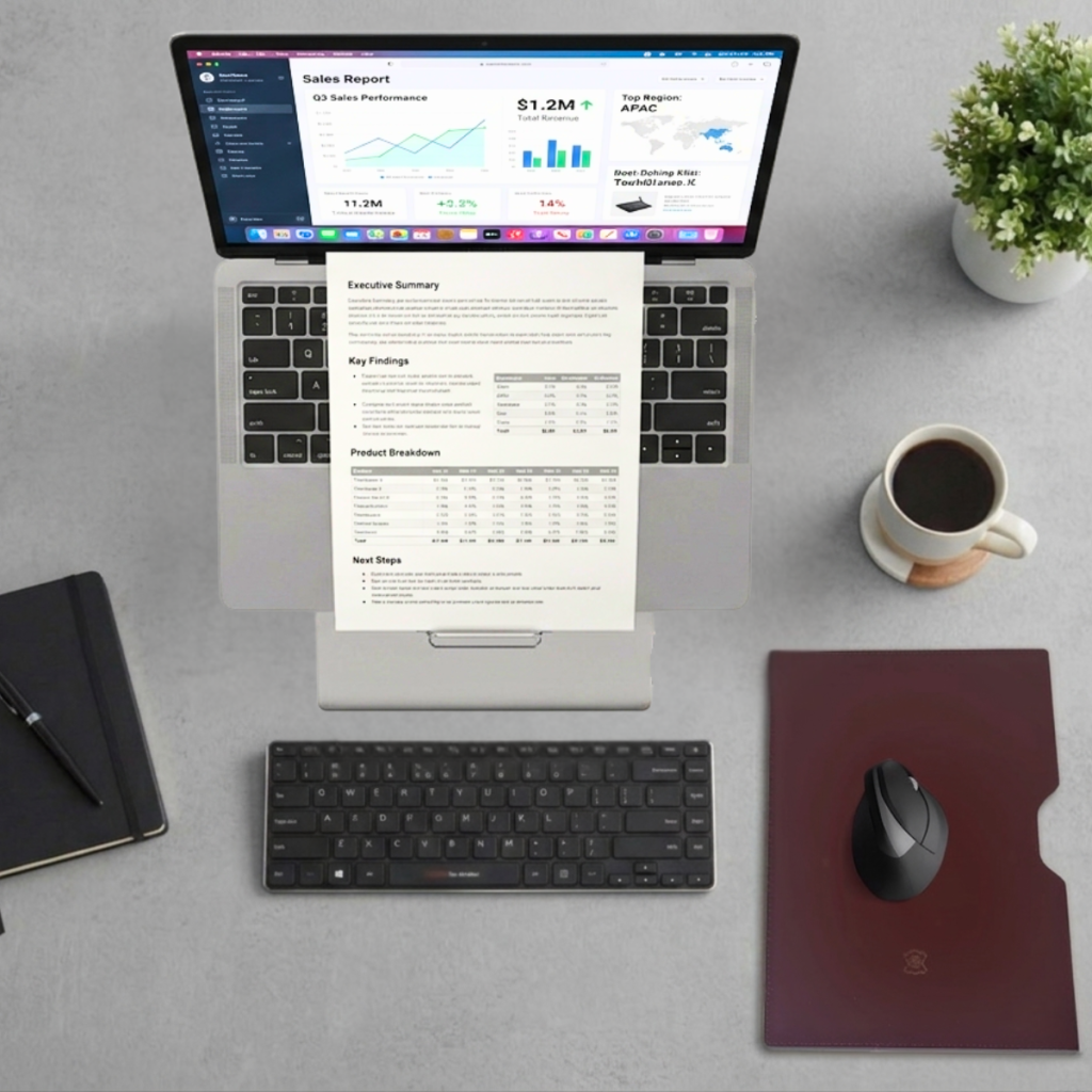 Oryx evo E stand for limited opening laptops improving workflow efficiency with ergonomic workspace support