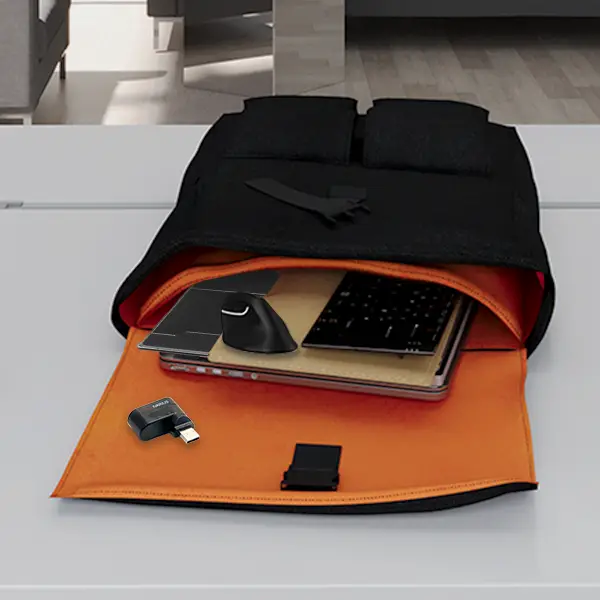 Folded Ergo Kit Black components laid out compactly for easy packing and transport