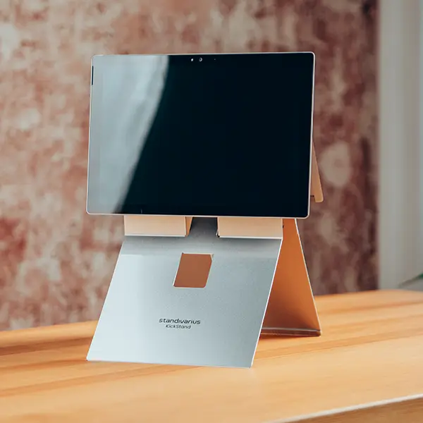 Surface Pro elevated on KickStand for an ergonomic viewing angle