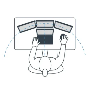 Complete ergonomic setup for modern work hybrid workspace