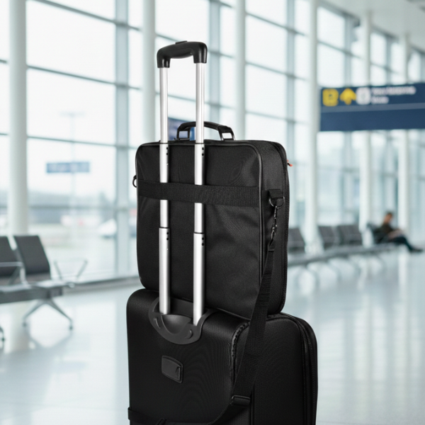 Monolith bag for laptops and portable monitors carried comfortably between workspaces