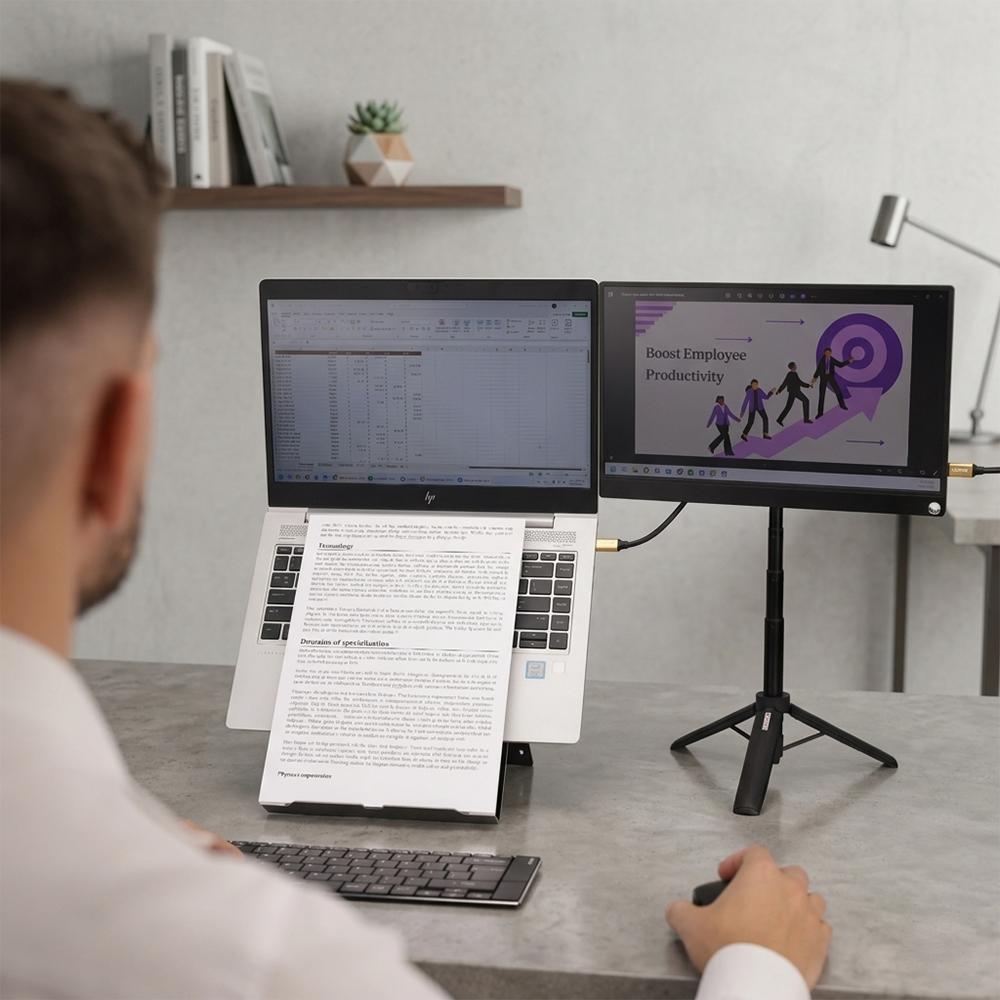 X-Stand portable monitor stand elevates screens to eye level for ergonomic viewing