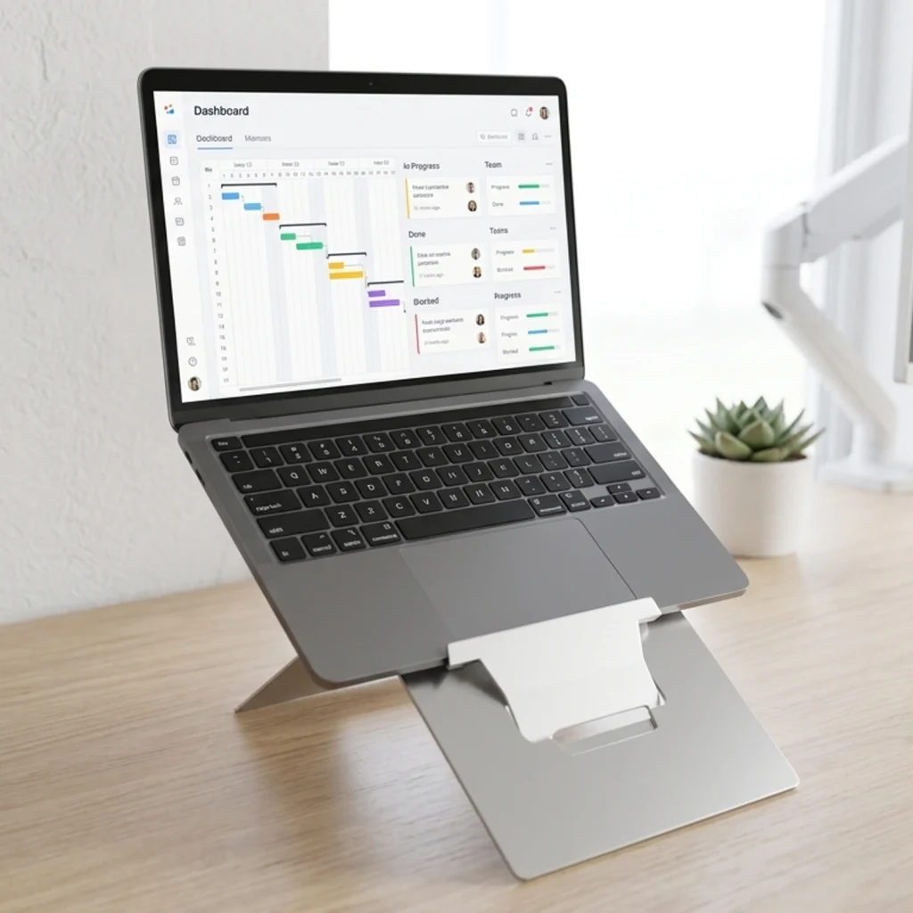 Oryx evo E stand for limited opening laptops like MacBook with stable ergonomic support