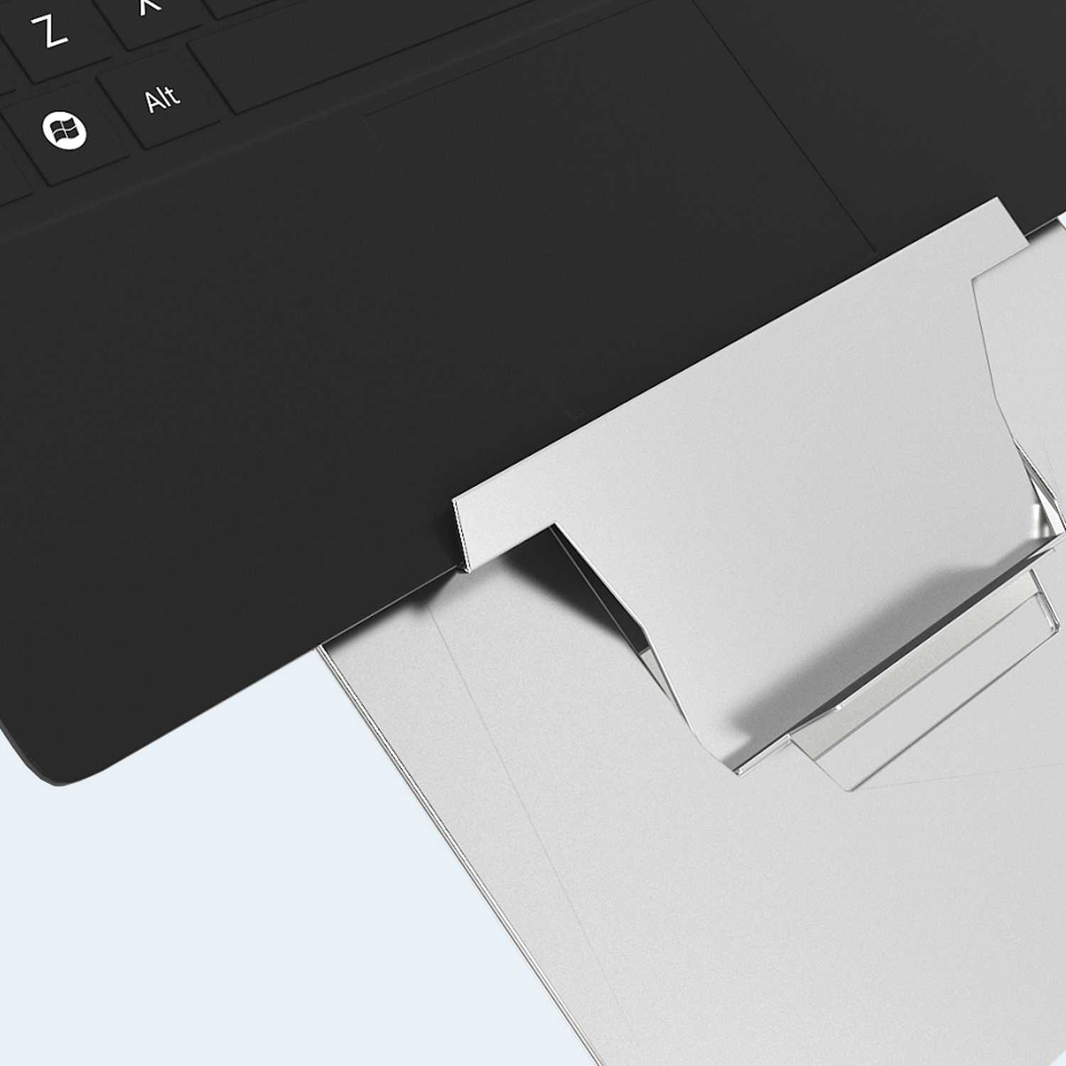 Oryx evo E stand for limited opening laptops with integrated document holder support