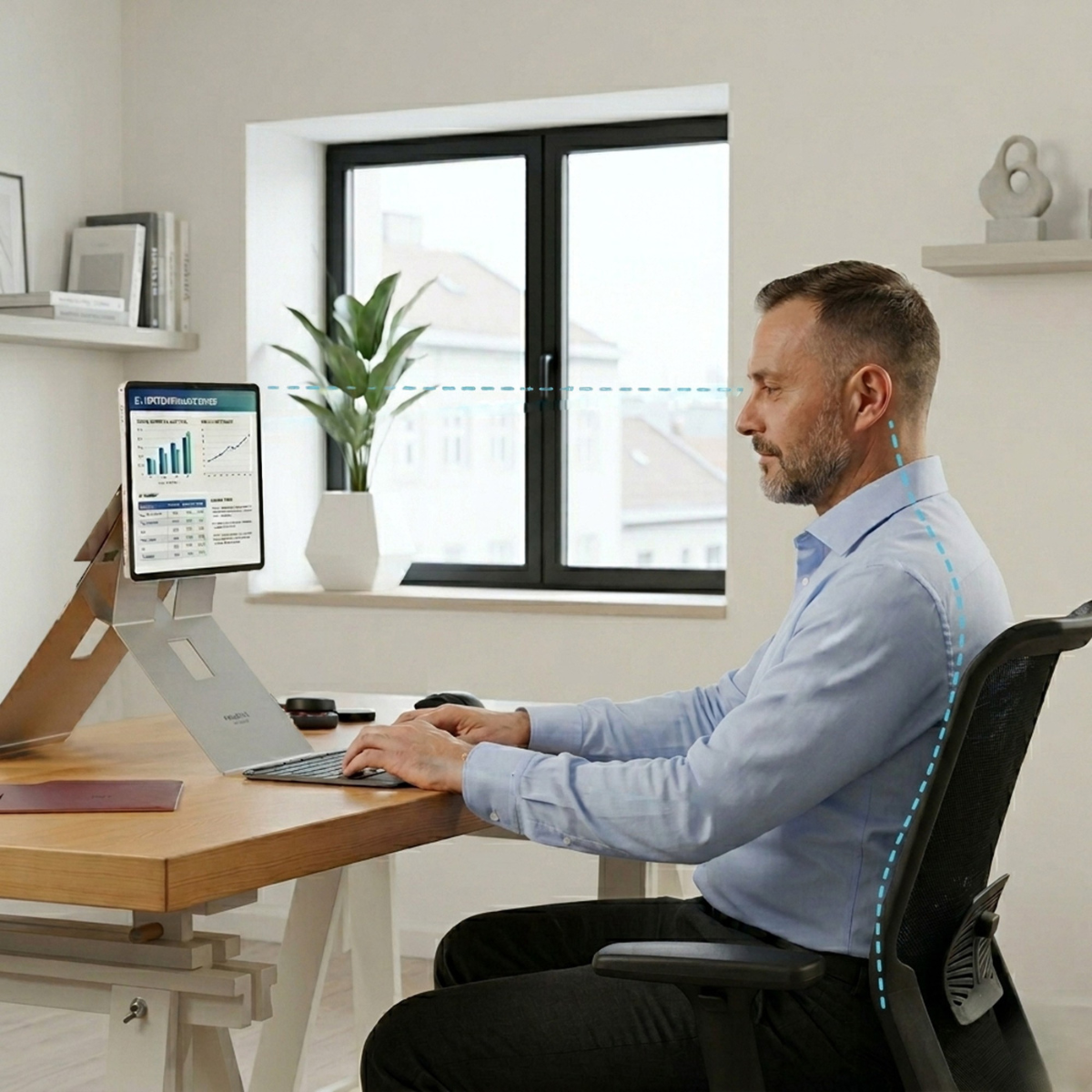 Standivarius KickStand ergonomic stand for Surface Pro elevating the tablet screen to eye level.