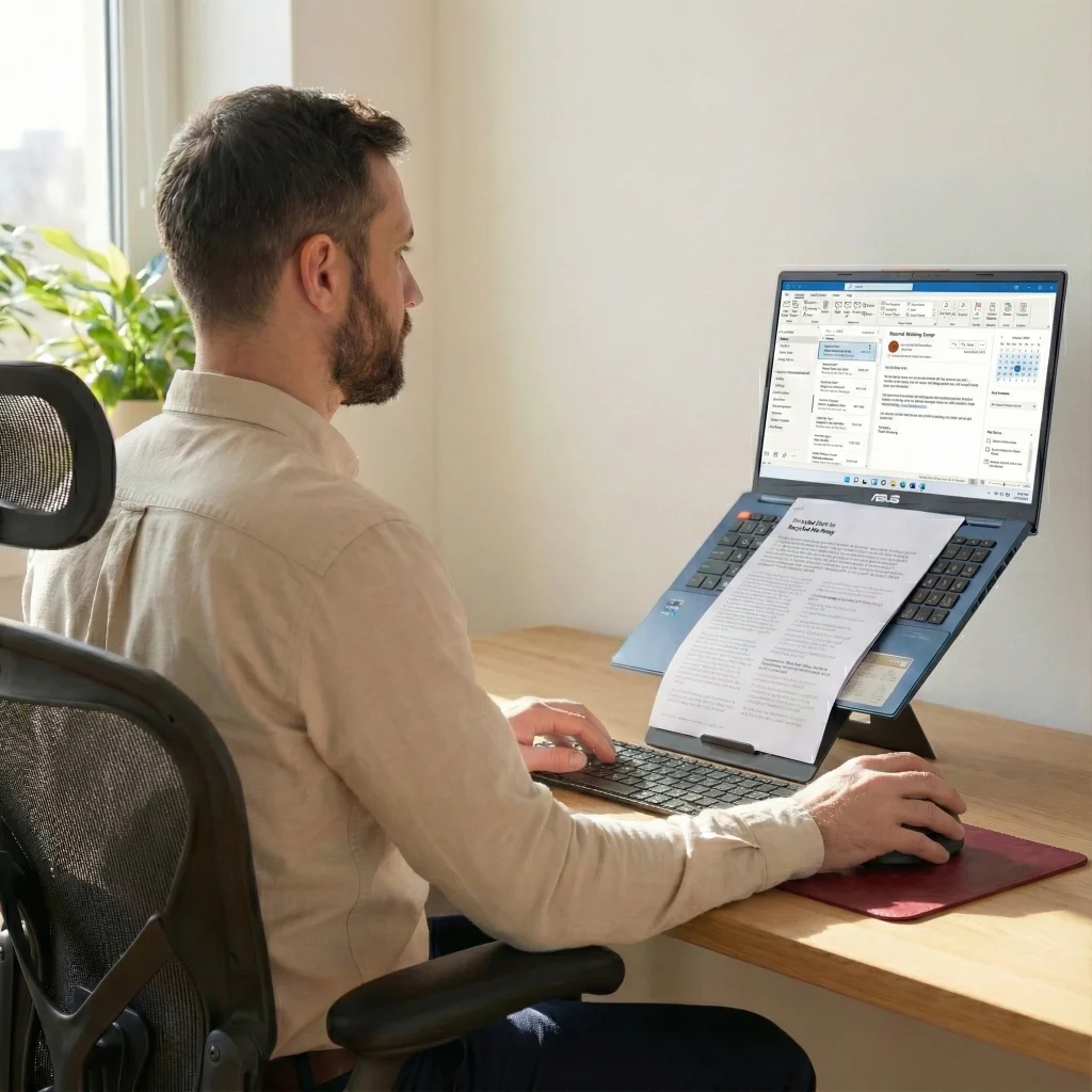 Oryx evo D Black limited-edition laptop stand raising a laptop for a more ergonomic working posture