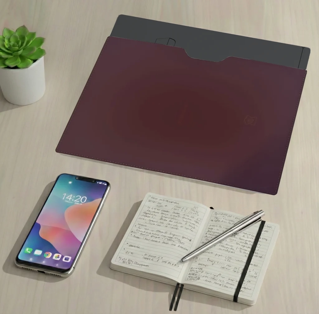 Oryx evo D Black limited-edition laptop stand with integrated document holder and lightweight design