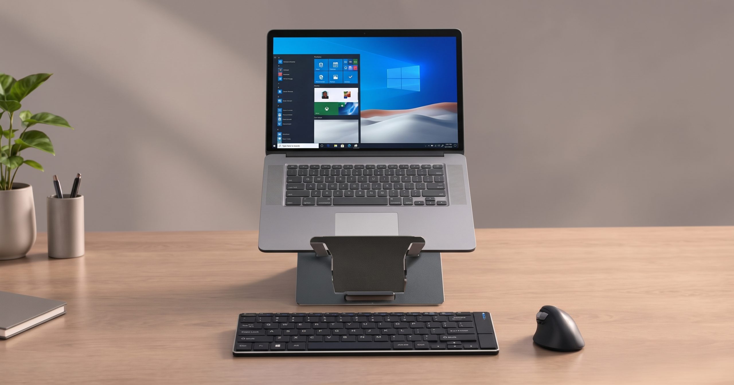 Oryx evo D black limited edition laptop stand in a modern workspace